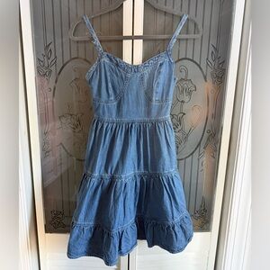 American Eagle Denim Corset Babydoll Mini Dress